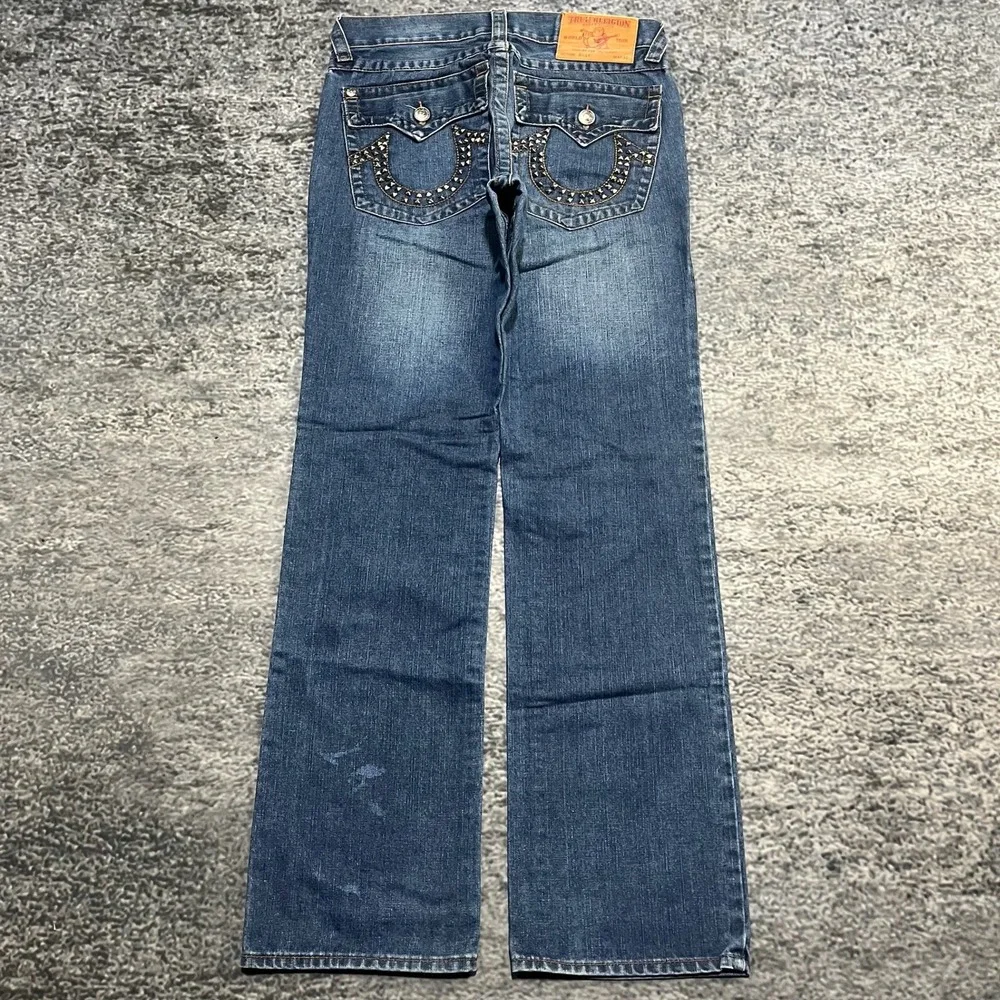 True Religion Billy Jeans Mens 32x34 Blue Studded Relaxed Bootcut Vintage Y2K